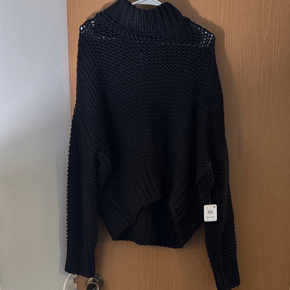 Free People Black Cowl Neck Sweater Size Large